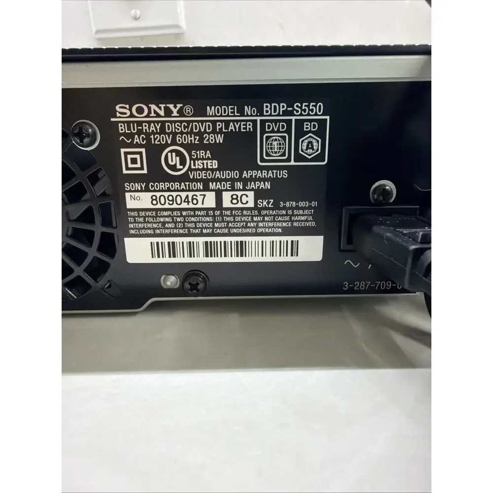 Sony BDP-S550 Blu-Ray Player DVD USB LAN HDMI Comes With Power & HDMI Cable